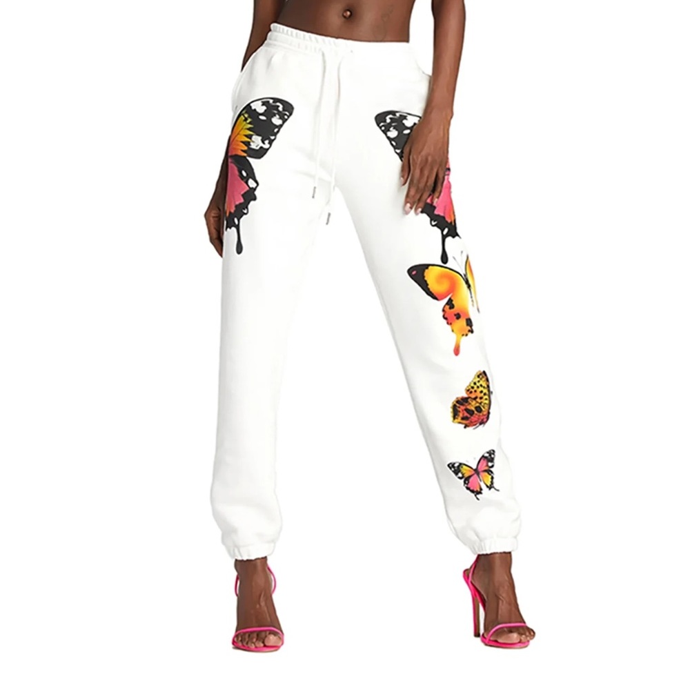 I.AM.GIA White Butterfly Joggers Sweatpants